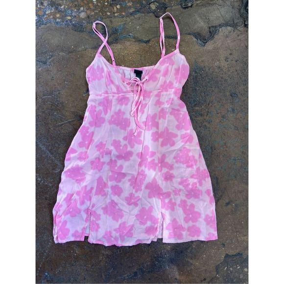 Pink Floral Mini Dress - Picture 3 of 4